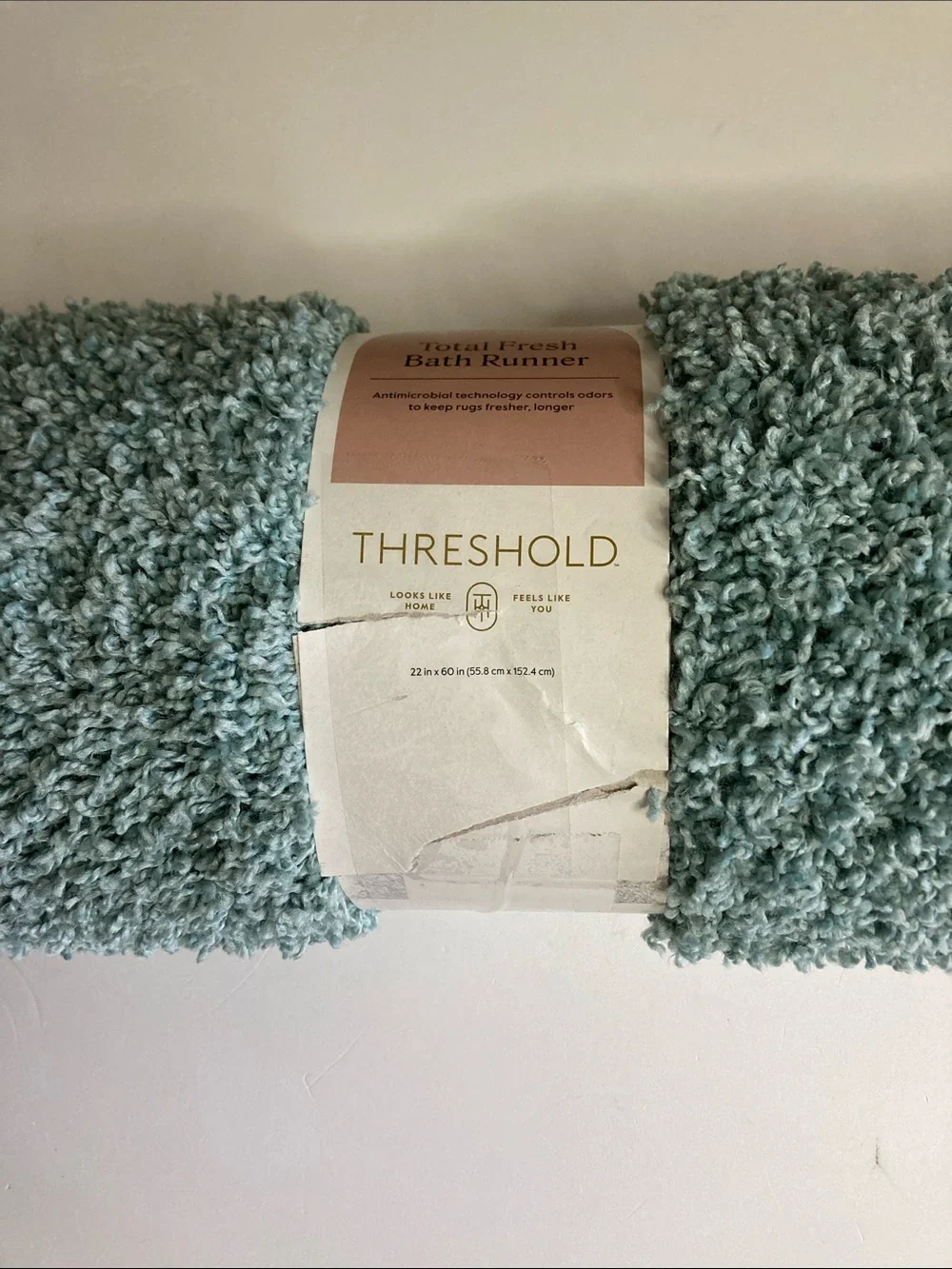 Threshold Total Fresh Bath Runner 22” x 60” Antimicrobial Blue CICLO Polyester